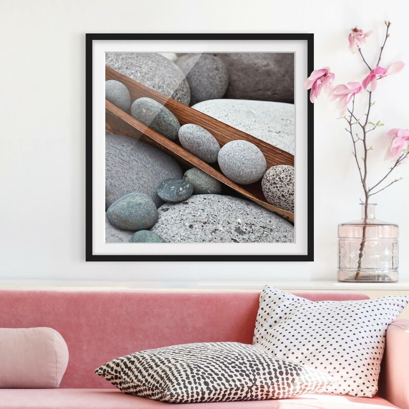 

Póster enmarcado - Ancora Vita Con Grey Stones Dimensión LxA: 70cm x 70cm, Marco: Negro