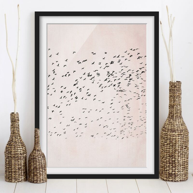 

Póster enmarcado - Stormo di uccelli al tramonto Dimensión LxA: 100cm x 70cm, Marco: Negro