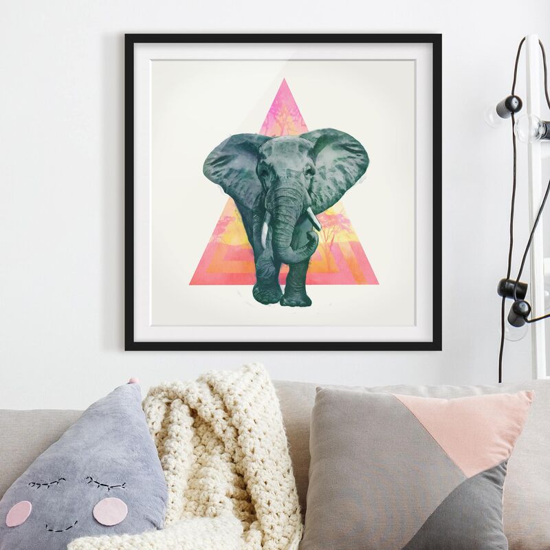 

Póster enmarcado - Illustrazione Elephant anteriore Triangolo Pittura Dimensión LxA: 70cm x 70cm, Marco: Negro