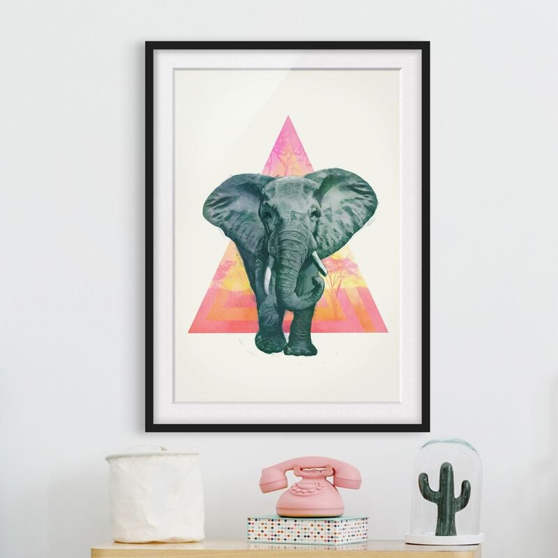 

Póster enmarcado - Illustrazione Elephant anteriore Triangolo Pittura Dimensión LxA: 55cm x 40cm, Marco: Negro