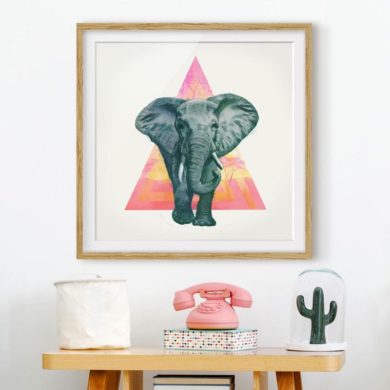 

Póster enmarcado - Illustrazione Elephant anteriore Triangolo Pittura Dimensión LxA: 70cm x 70cm, Marco: Roble