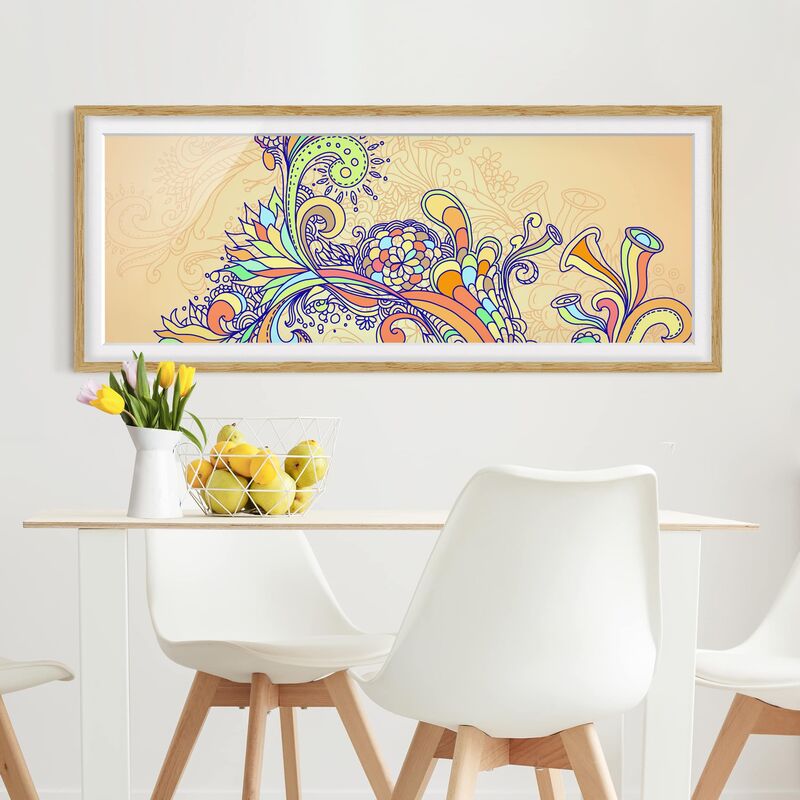 

Póster enmarcado - Illustrazione Estate Dimensión LxA: 40cm x 100cm, Marco: Roble