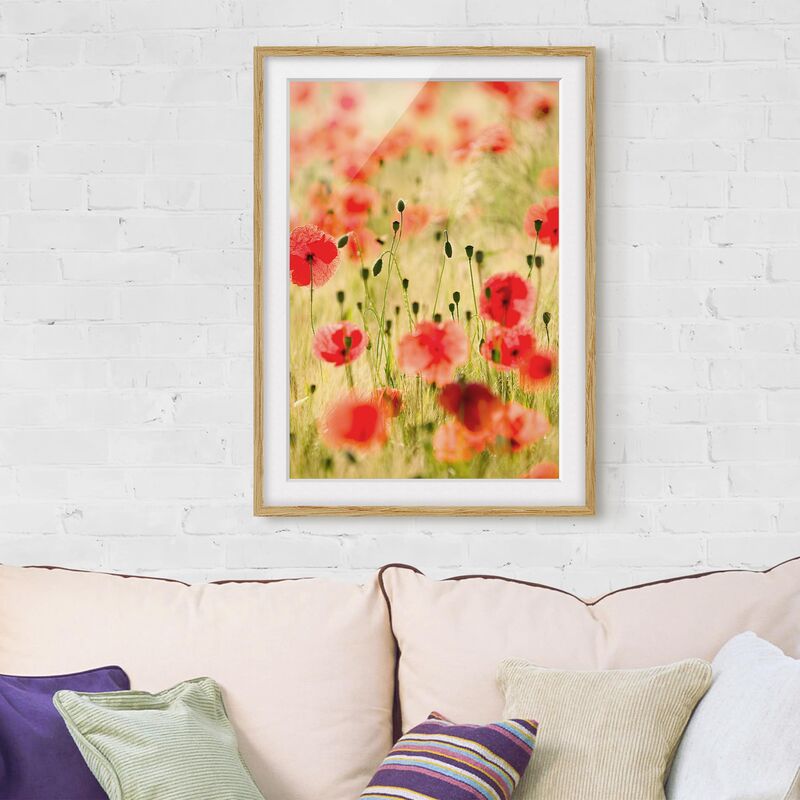 

Póster enmarcado - Summer Poppies Dimensión LxA: 70cm x 50cm, Marco: Roble