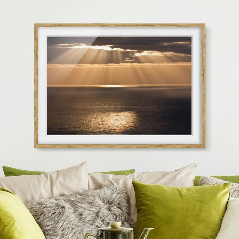 

Póster enmarcado - Raggi di sole sopra il mare Dimensión LxA: 70cm x 100cm, Marco: Roble