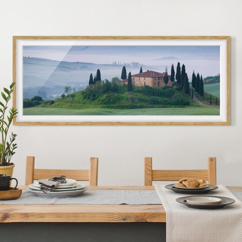 

Póster enmarcado - Alba In Toscana Dimensión LxA: 50cm x 130cm, Marco: Roble