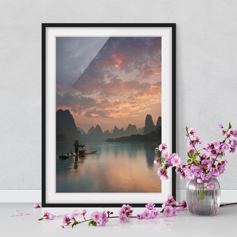 

Póster enmarcado - Alba sul fiume cinese Dimensión LxA: 70cm x 50cm, Marco: Negro