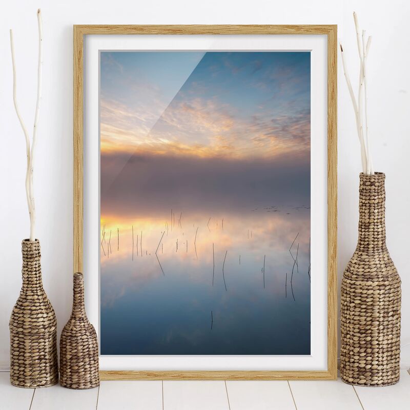 

Póster enmarcado - Alba Lago svedese Dimensión LxA: 70cm x 50cm, Marco: Roble