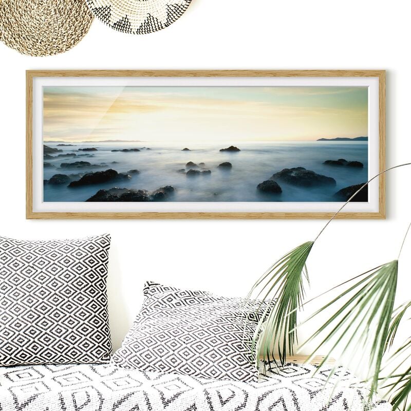 

Póster enmarcado - Tramonto Sul Mare Dimensión LxA: 50cm x 130cm, Marco: Roble