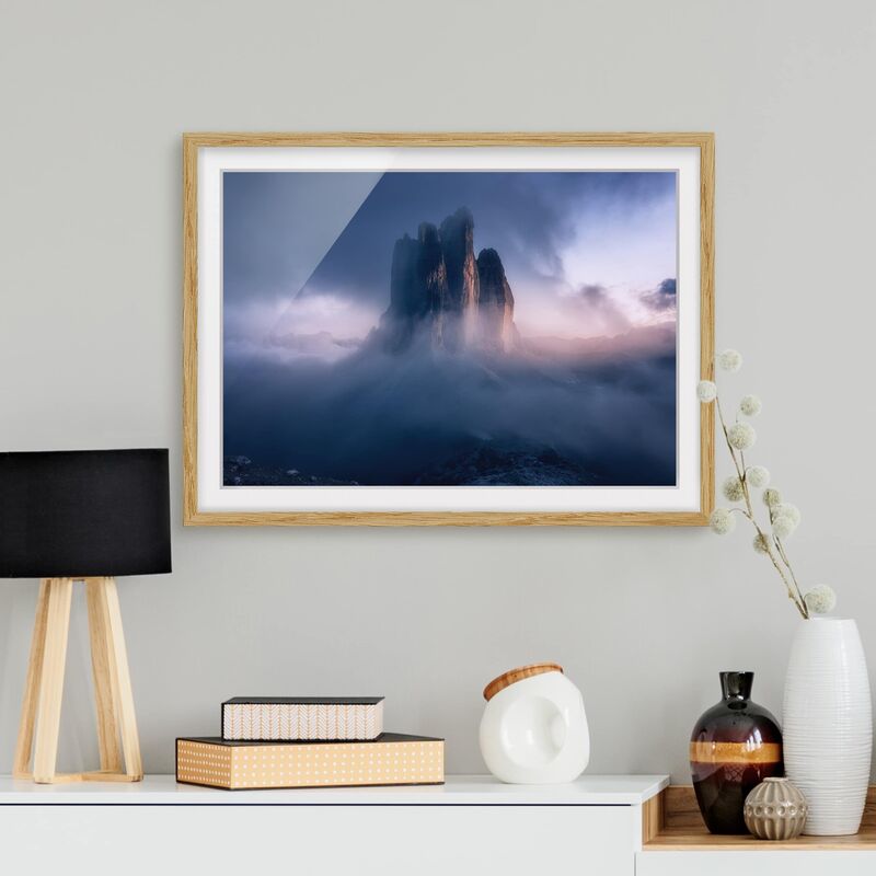 

Póster enmarcado - Tre Cime in azzurro Dimensión LxA: 40cm x 55cm, Marco: Roble