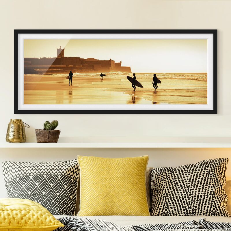 

Póster enmarcado - Surfer Beach Dimensión LxA: 50cm x 130cm, Marco: Negro