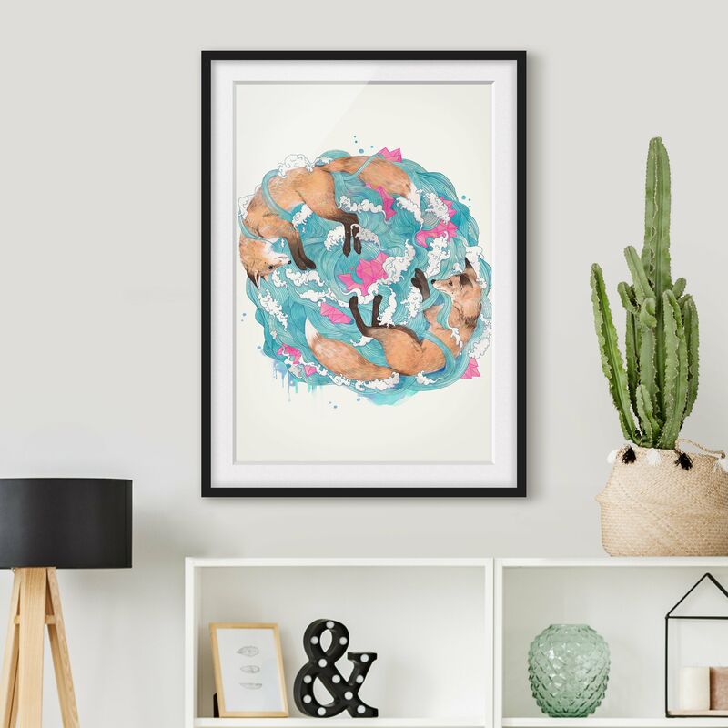 

Póster enmarcado - Illustrazione volpi e Onde Pittura Dimensión LxA: 100cm x 70cm, Marco: Negro