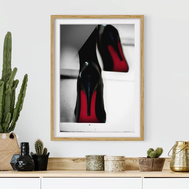 

Póster enmarcado - Tacchi alti in rosso Dimensión LxA: 24cm x 18cm, Marco: Roble