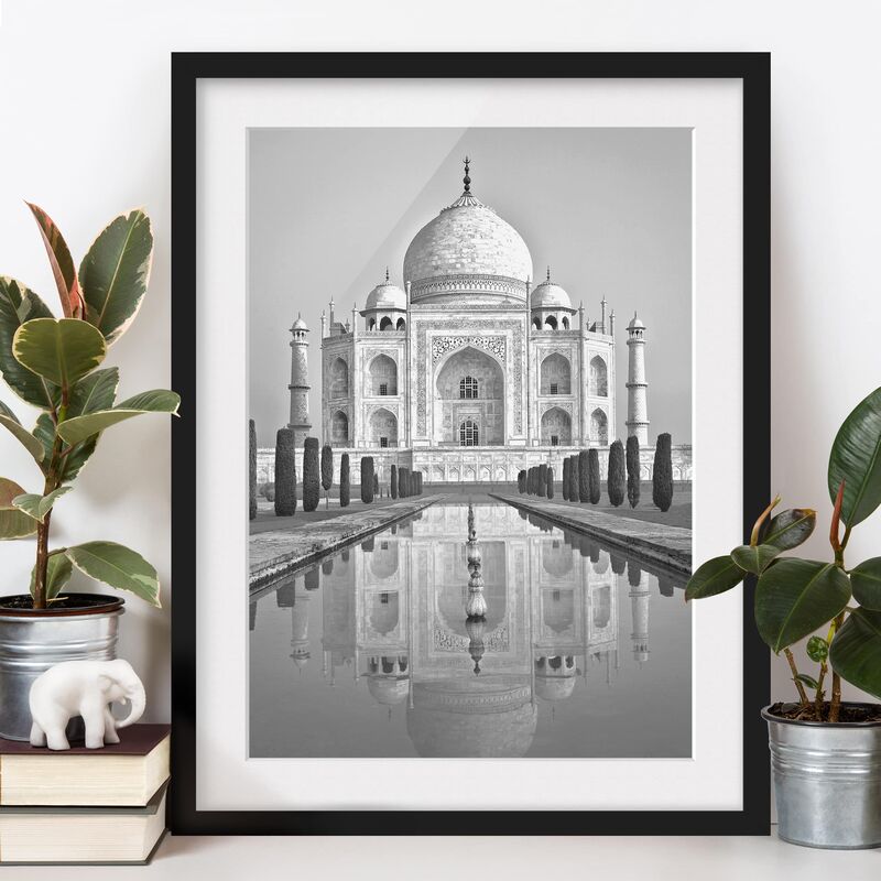 

Póster enmarcado - Taj Mahal Con Giardino Dimensión LxA: 40cm x 30cm, Marco: Negro