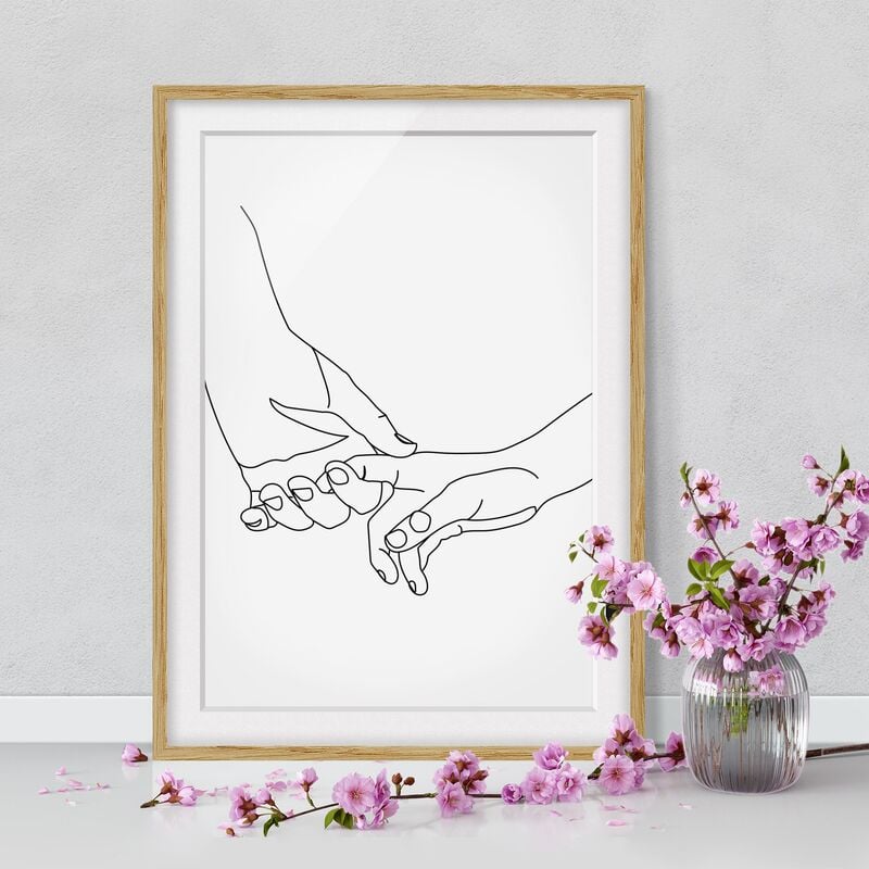 

Póster enmarcado - Tender Mani Line Art Dimensión LxA: 55cm x 40cm, Marco: Roble