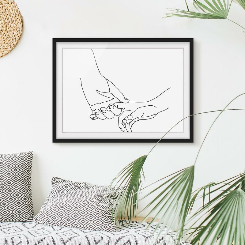 

Póster enmarcado - Tender Mani Line Art Dimensión LxA: 70cm x 100cm, Marco: Negro
