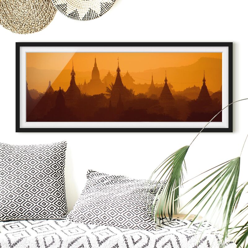 

Póster enmarcado - Città Temple In Myanmar Dimensión LxA: 50cm x 130cm, Marco: Negro