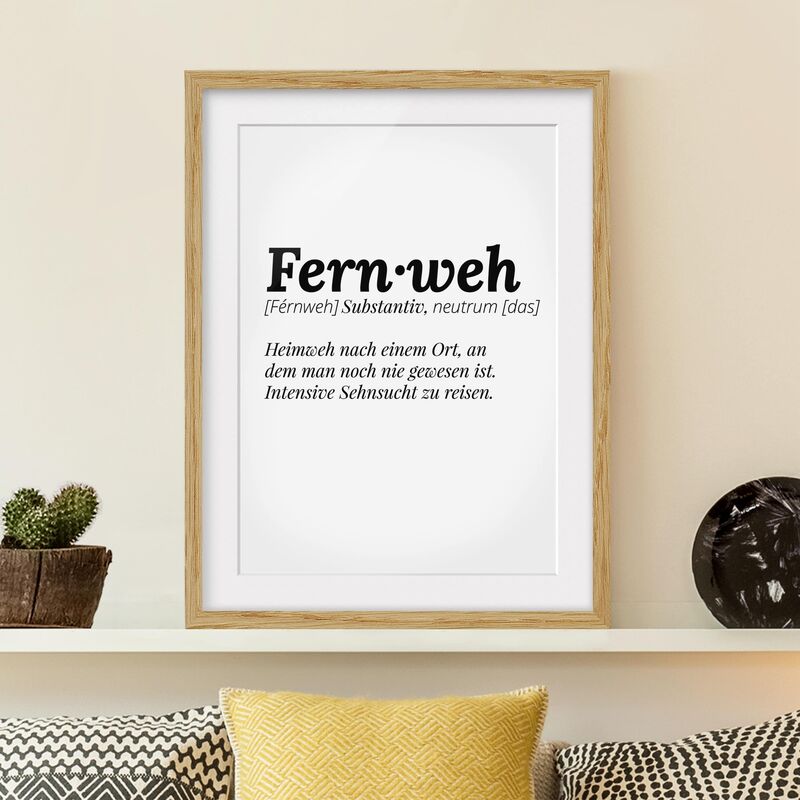 

Póster enmarcado - The Definition Of Wanderlust Dimensión LxA: 40cm x 30cm, Marco: Roble