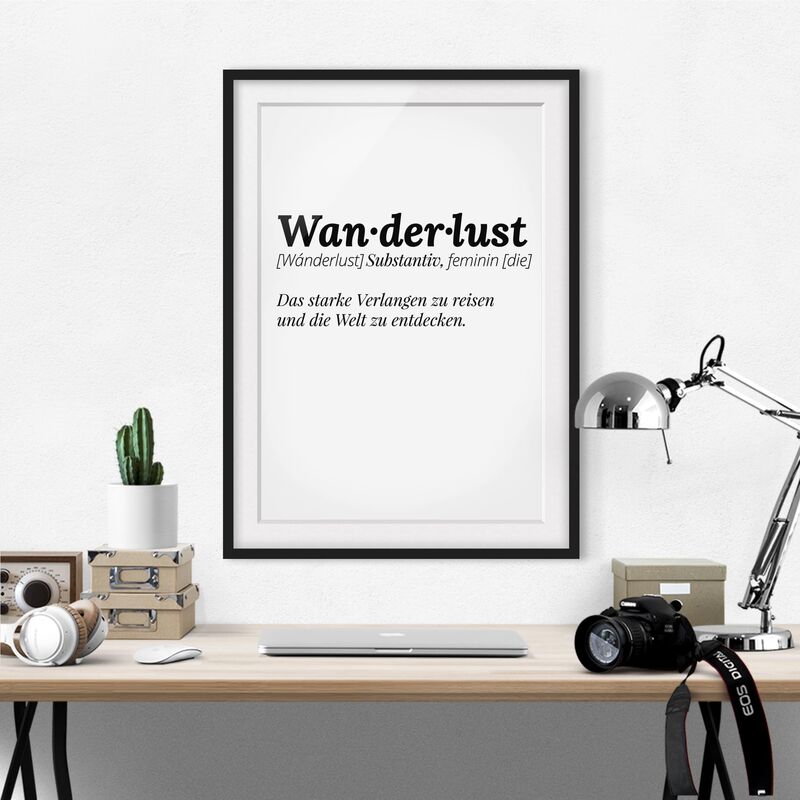 

Póster enmarcado - The Definition Of Wanderlust Dimensión LxA: 70cm x 50cm, Marco: Negro