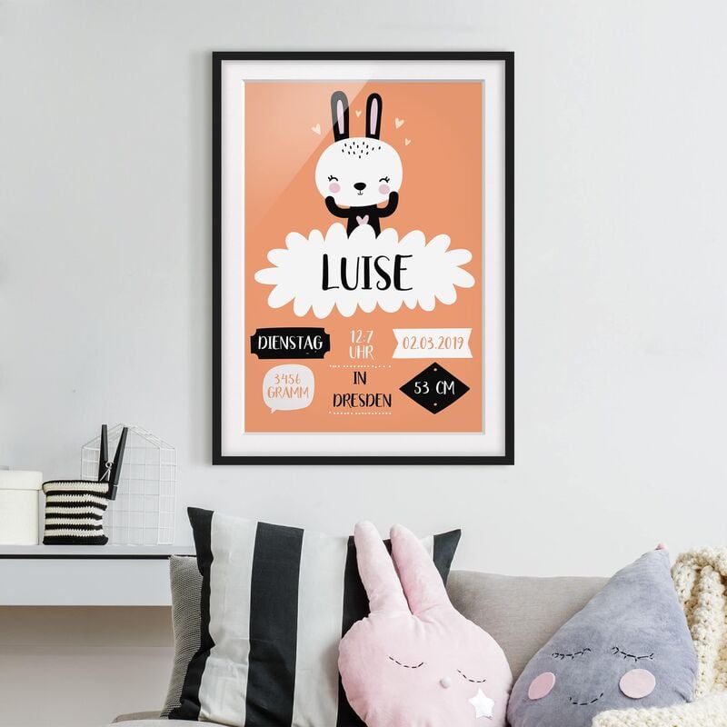 

Póster enmarcado - The Happy Bunny - Custom Text Dimensión LxA: 40cm x 30cm, Marco: Negro