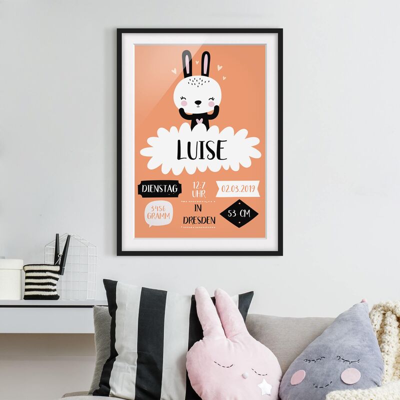 

Póster enmarcado - The Happy Bunny - Custom Text Dimensión LxA: 55cm x 40cm, Marco: Negro