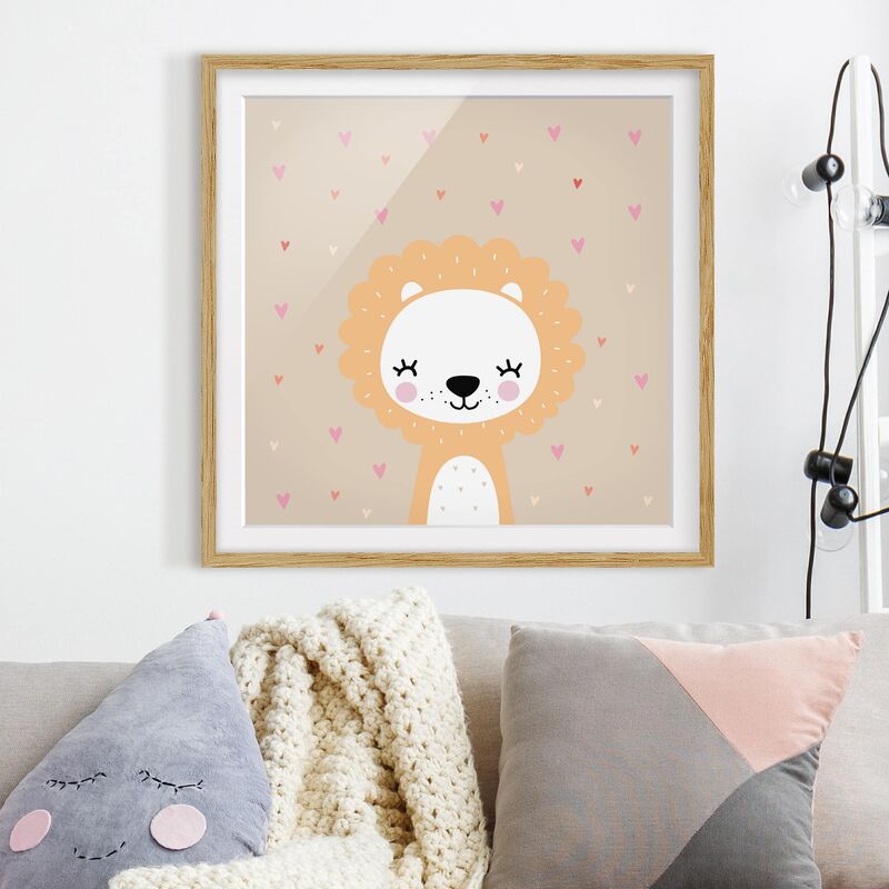 

Póster enmarcado - The Gentle Leo Dimensión LxA: 30cm x 30cm, Marco: Roble