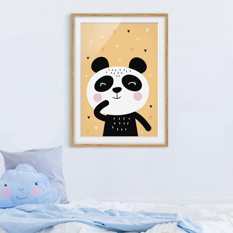 

Póster enmarcado - The Happy Panda Dimensión LxA: 24cm x 18cm, Marco: Roble