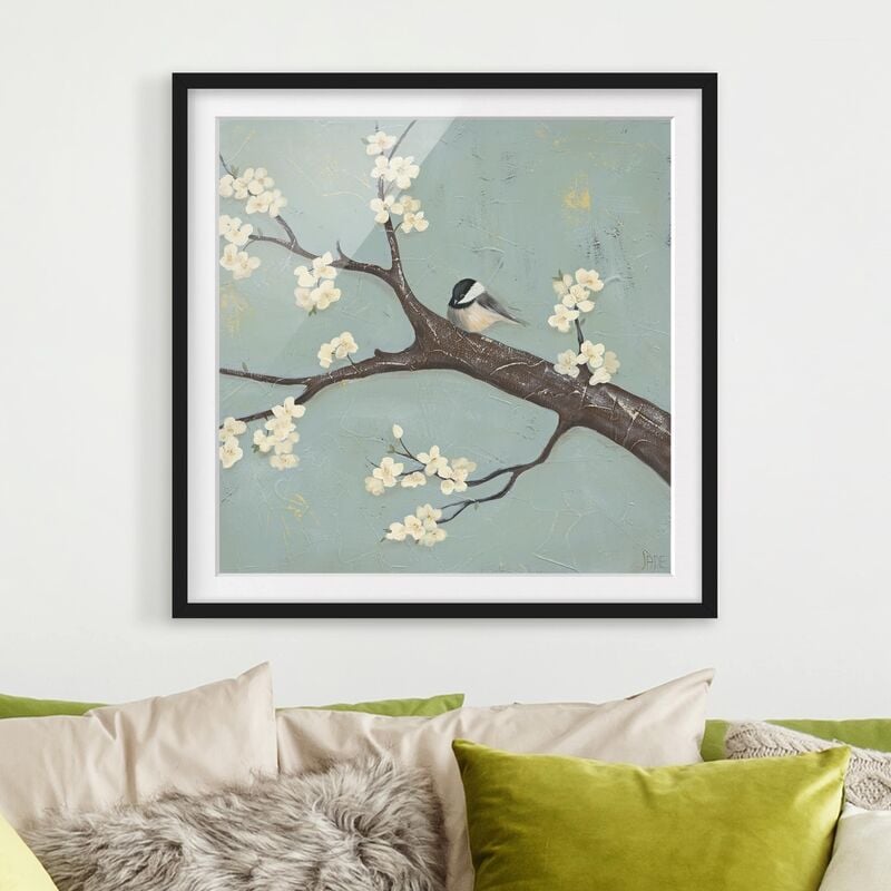 

Póster enmarcado - Titmouse On Cherry Dimensión LxA: 50cm x 50cm, Marco: Negro