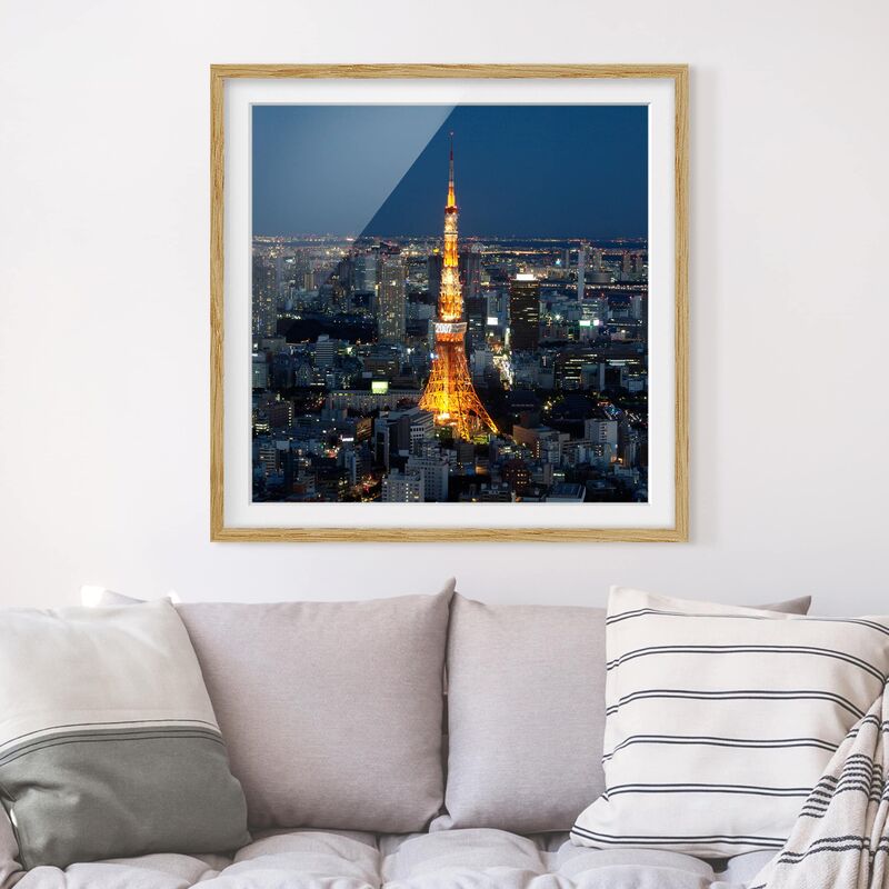 

Póster enmarcado - Tokyo Tower Dimensión LxA: 30cm x 30cm, Marco: Roble