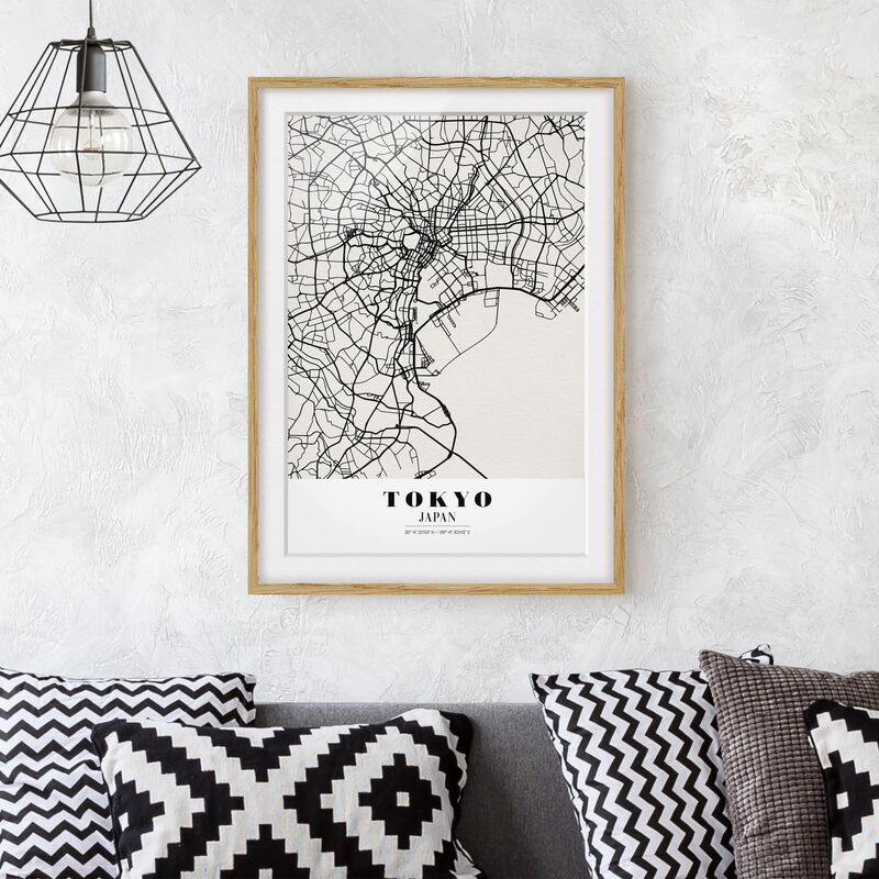 

Póster enmarcado - Tokyo City Map - Classic Dimensión LxA: 100cm x 70cm, Marco: Roble