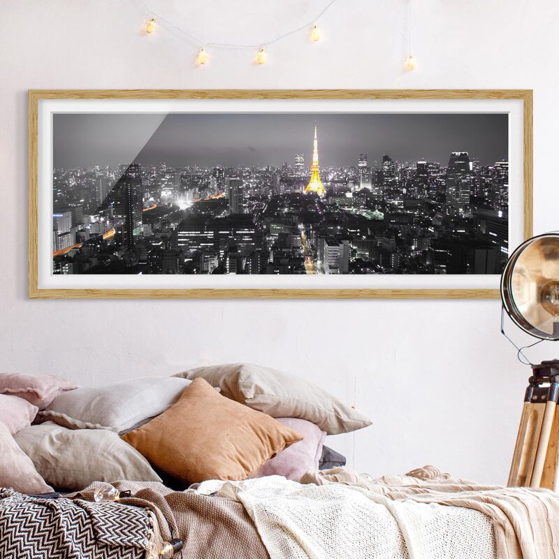 

Póster enmarcado - Tokyo Dimensión LxA: 50cm x 130cm, Marco: Roble