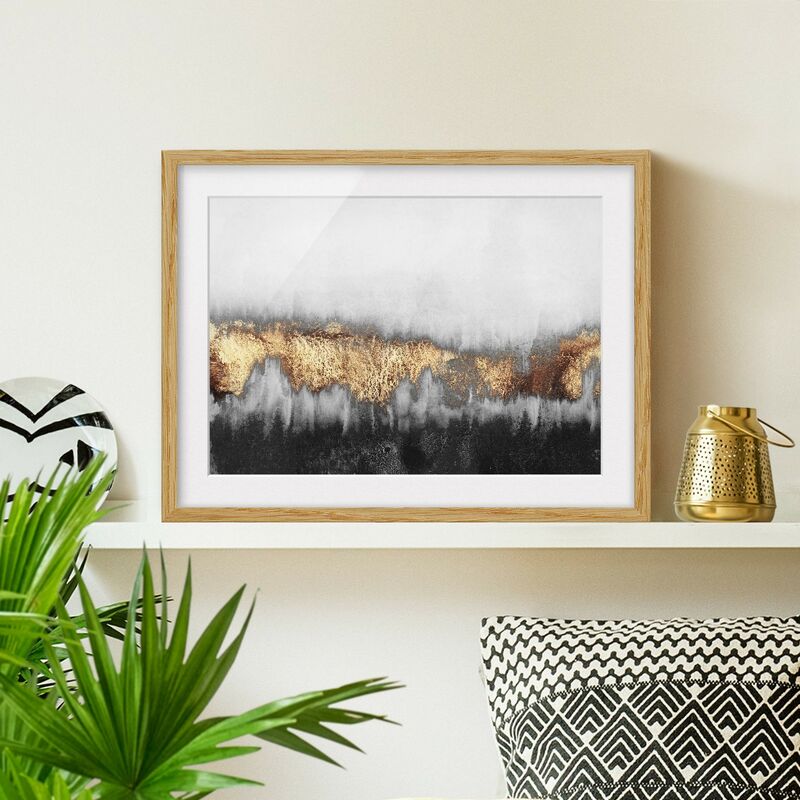 

Póster enmarcado - Tracce d'oro in acquerello Dimensión LxA: 40cm x 55cm, Marco: Roble