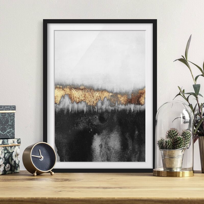 

Póster enmarcado - Tracce d'oro in acquerello Dimensión LxA: 24cm x 18cm, Marco: Negro