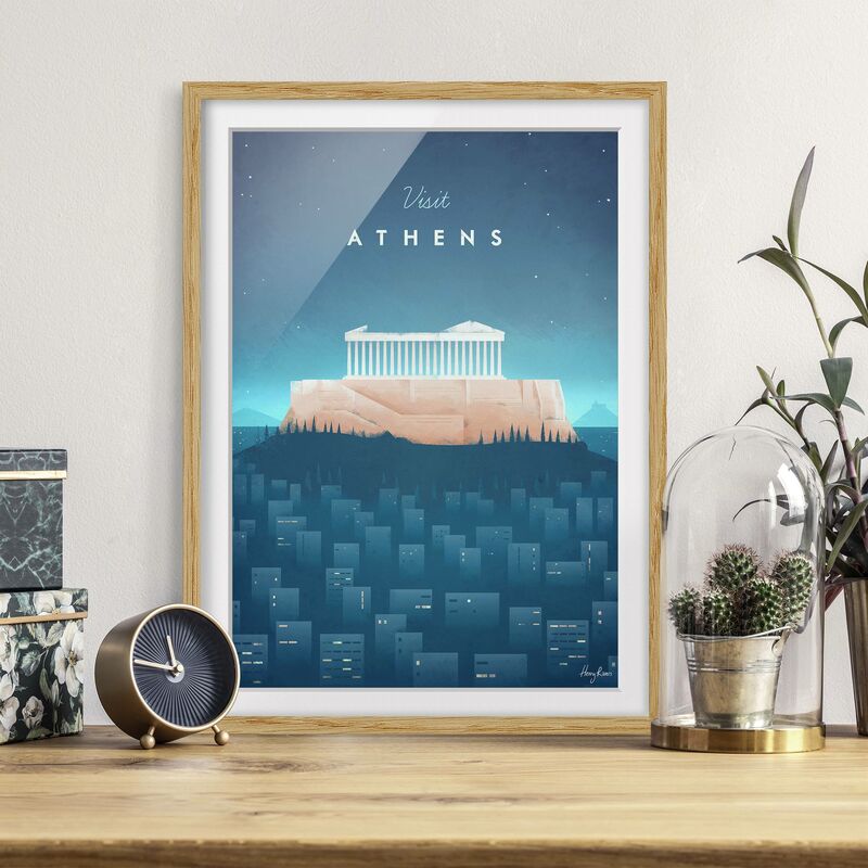 

Póster enmarcado - Poster di viaggio - Atene Dimensión LxA: 24cm x 18cm, Marco: Roble