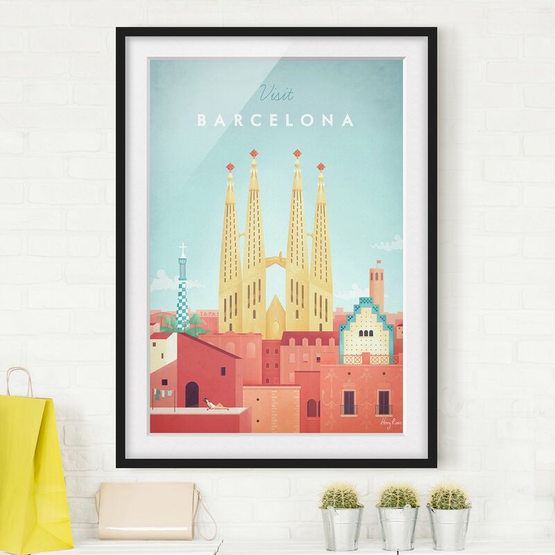 

Póster enmarcado - Poster viaggio - Barcellona Dimensión LxA: 70cm x 50cm, Marco: Negro