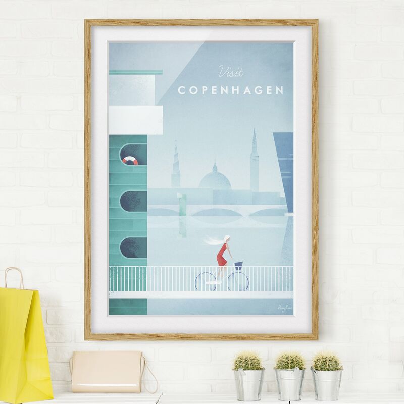 

Póster enmarcado - Poster di viaggio - Copenaghen Dimensión LxA: 55cm x 40cm, Marco: Roble