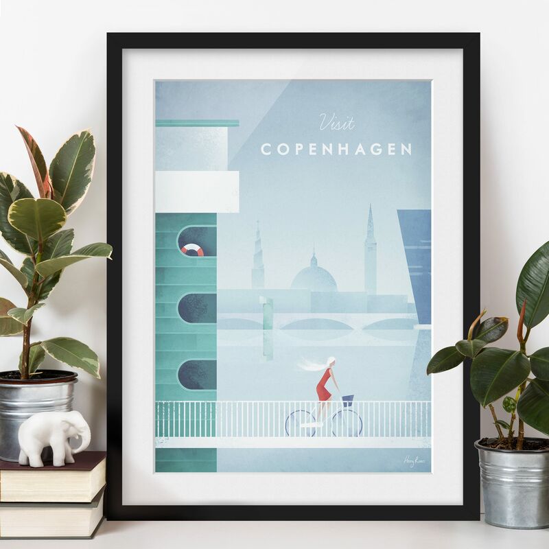 

Póster enmarcado - Poster di viaggio - Copenaghen Dimensión LxA: 100cm x 70cm, Marco: Negro