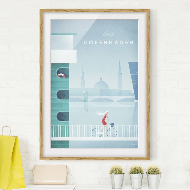 

Póster enmarcado - Poster di viaggio - Copenaghen Dimensión LxA: 100cm x 70cm, Marco: Roble