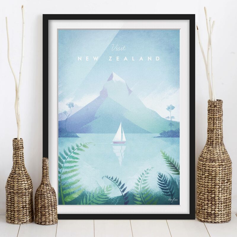 

Póster enmarcado - Poster Viaggi - Nuova Zelanda Dimensión LxA: 24cm x 18cm, Marco: Negro