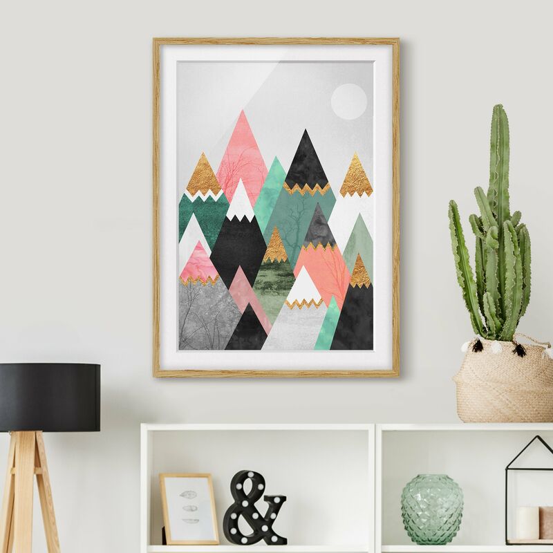 

Póster enmarcado - Triangolari Monti con suggerimenti d'oro Dimensión LxA: 70cm x 50cm, Marco: Roble