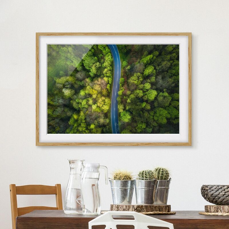 

Póster enmarcado - Veduta aerea - Strada asfaltata In The Forest Dimensión LxA: 30cm x 40cm, Marco: Roble
