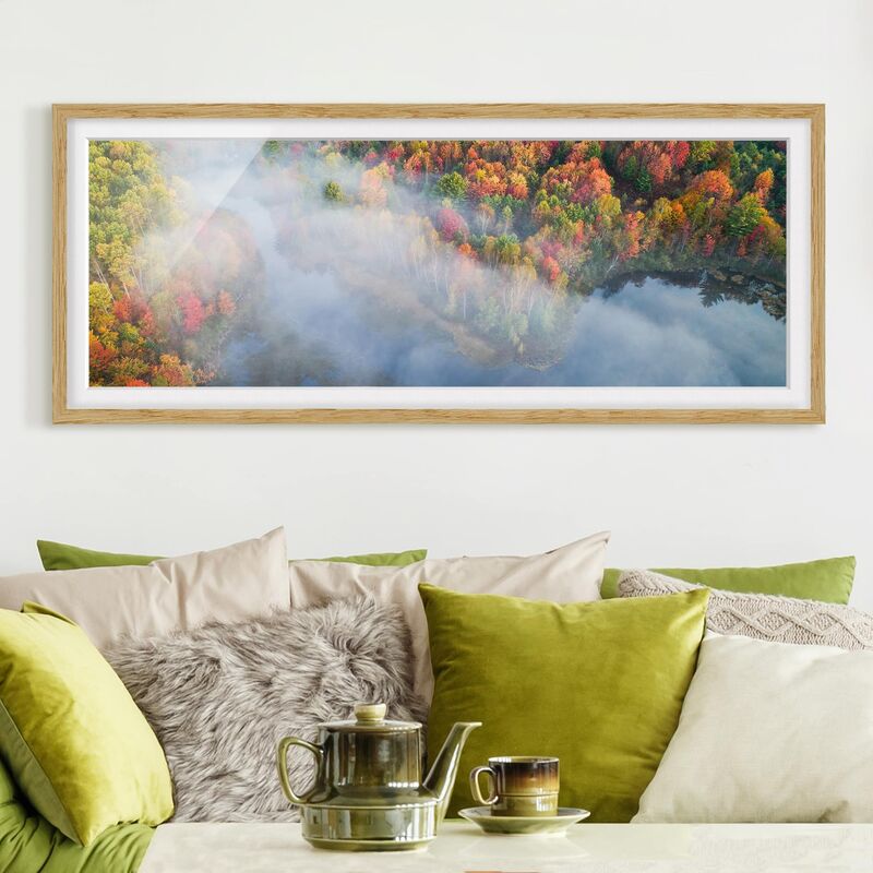 

Póster enmarcado - Veduta aerea - Sinfonia d'autunno Dimensión LxA: 40cm x 100cm, Marco: Roble