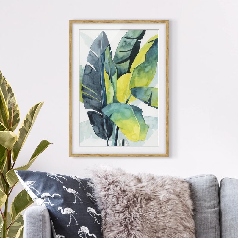 

Póster enmarcado - Vegetazione Tropicale - Banana Dimensión LxA: 70cm x 50cm, Marco: Roble