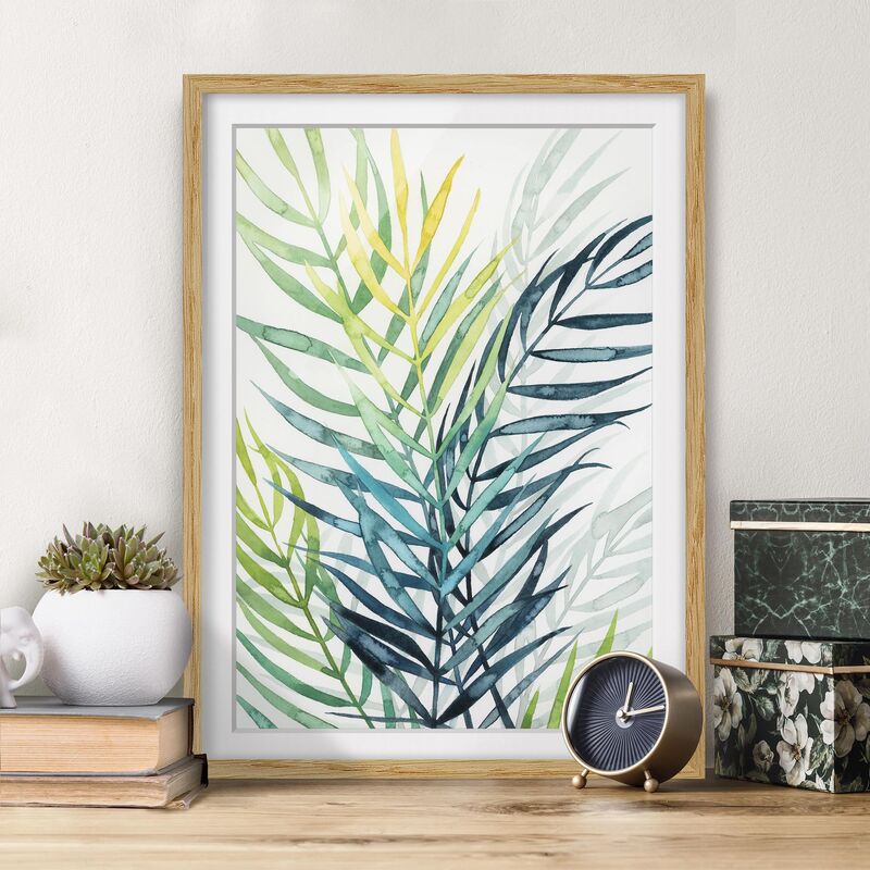 

Póster enmarcado - Vegetazione Tropicale - Palme Dimensión LxA: 100cm x 70cm, Marco: Roble