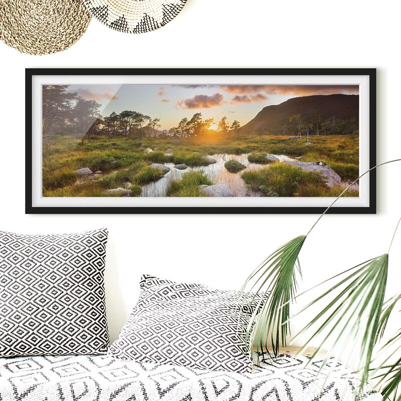 

Póster enmarcado - Tverrdalsbekken In Norvegia Dimensión LxA: 40cm x 100cm, Marco: Negro