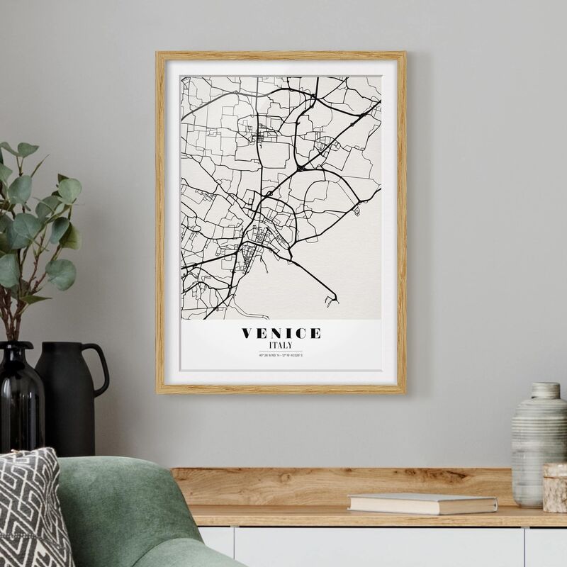 

Póster enmarcado - Venice City Map - Classic Dimensión LxA: 70cm x 50cm, Marco: Roble