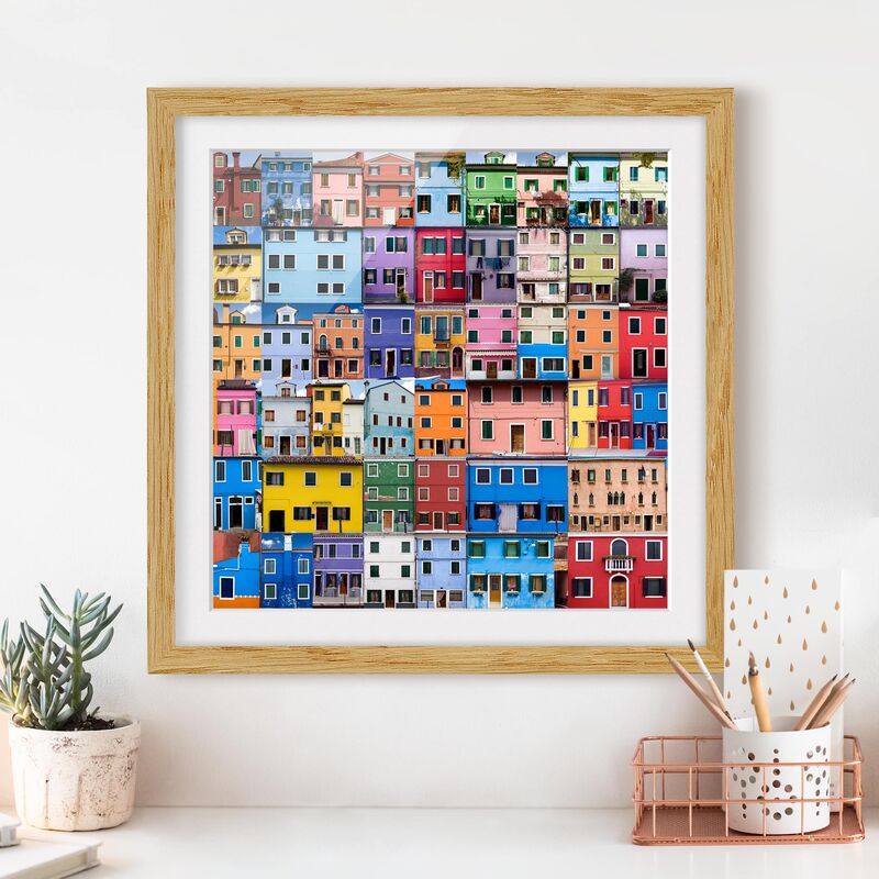 

Póster enmarcado - Venetian Homes Dimensión LxA: 70cm x 70cm, Marco: Roble