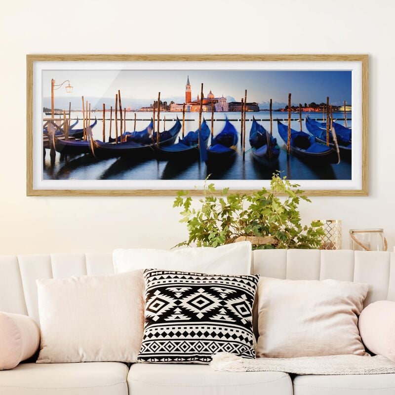 

Póster enmarcado - Venezia Gondole Dimensión LxA: 30cm x 75cm, Marco: Roble
