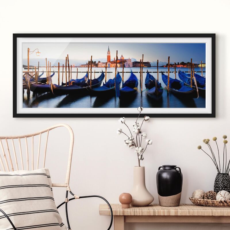 

Póster enmarcado - Venezia Gondole Dimensión LxA: 20cm x 50cm, Marco: Negro