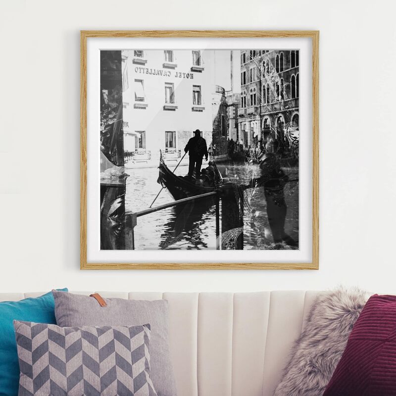 

Póster enmarcado - Venice Reflections Dimensión LxA: 20cm x 20cm, Marco: Roble