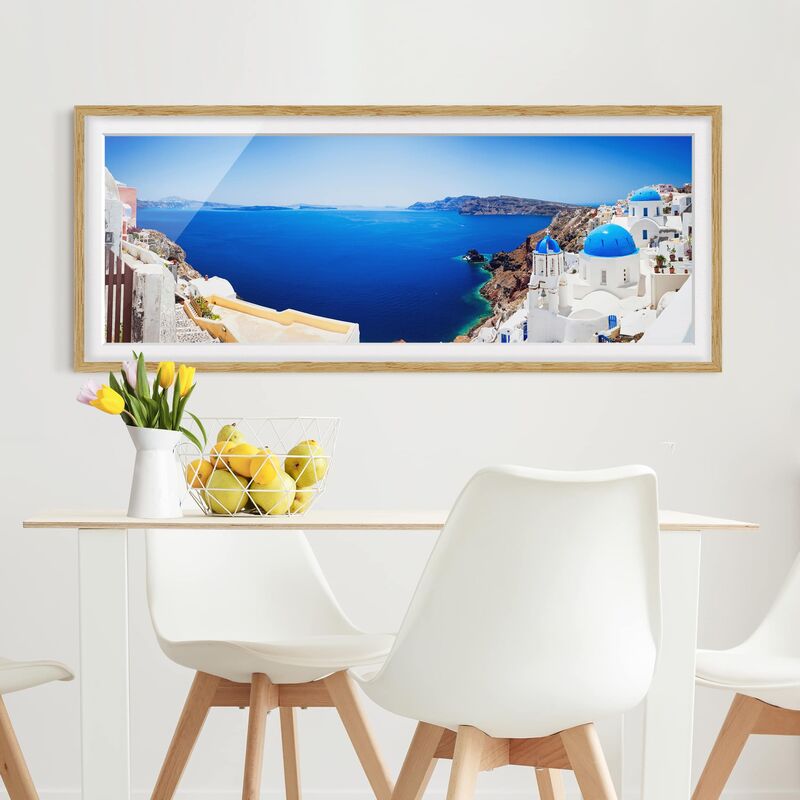 

Póster enmarcado - View Over Santorini Dimensión LxA: 30cm x 75cm, Marco: Roble